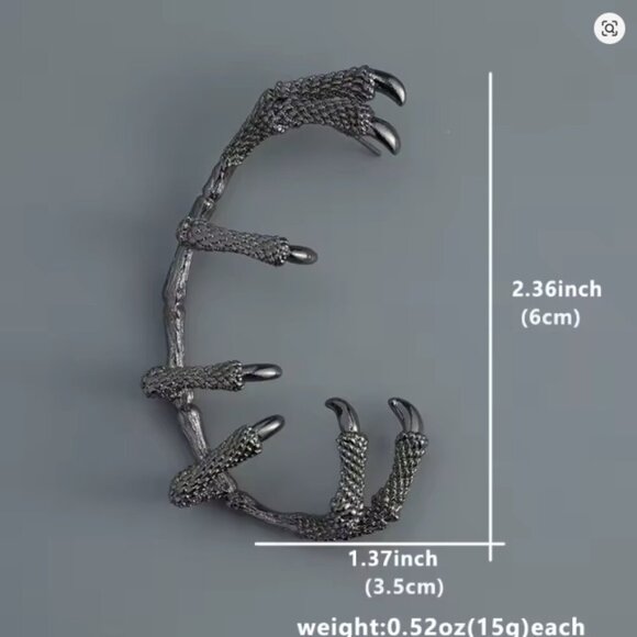 Gothic Dragon Claw Ear Cuff Wrap Earrings Punk Retro Jewelry - Picture 4 of 4